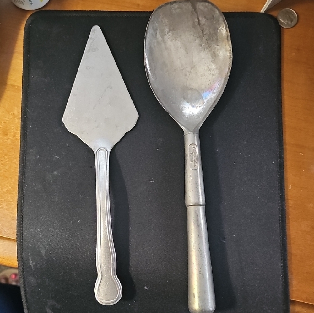 Vintage Elegant Silver Cake Server and Ice Cream Spoon